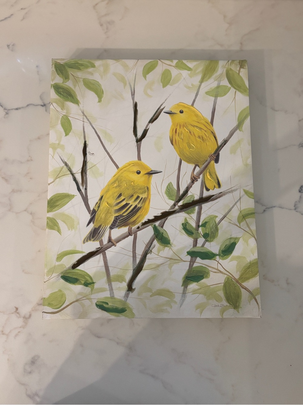 Yellow Warbler Songbirds on Branches Wall Art